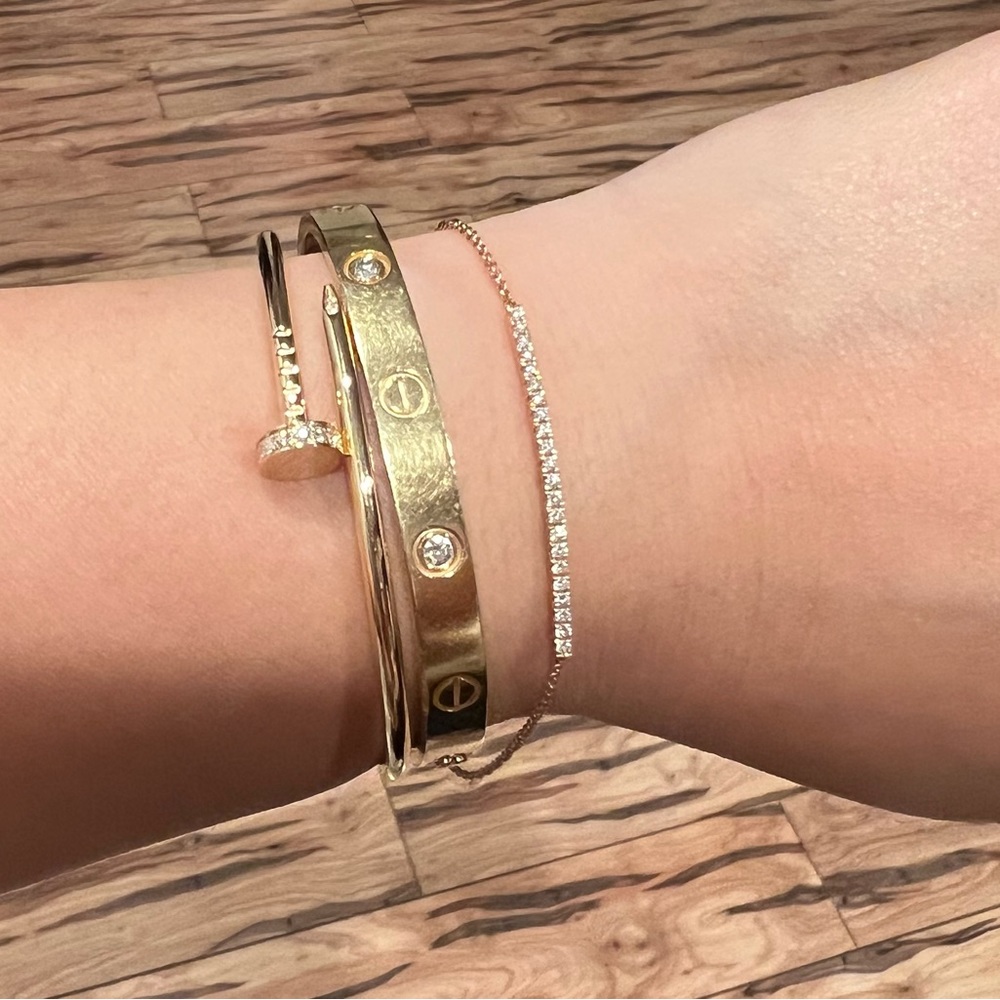 Rose Gold diamond bar bracelet adjustable